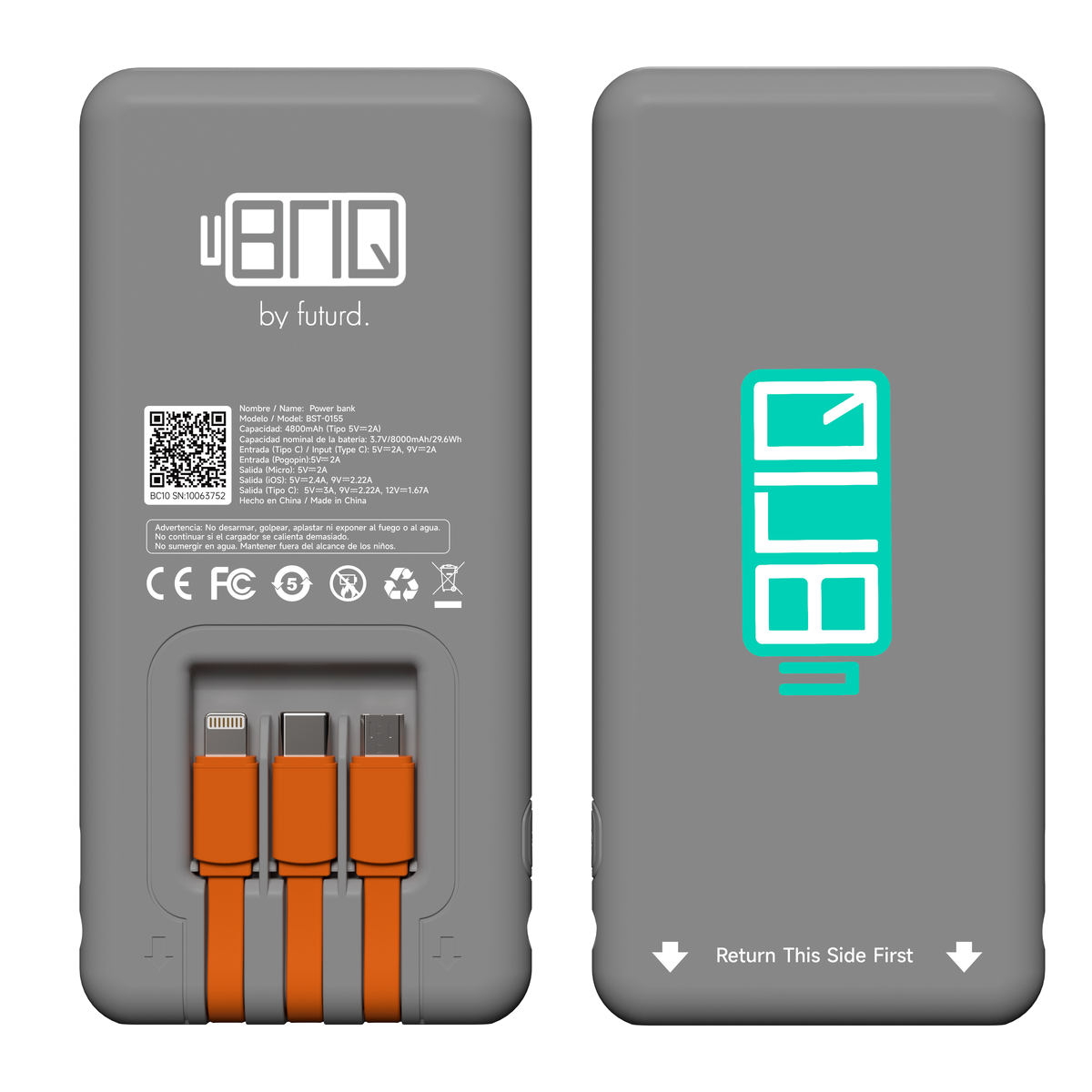 Ubriq powerbank — front and back